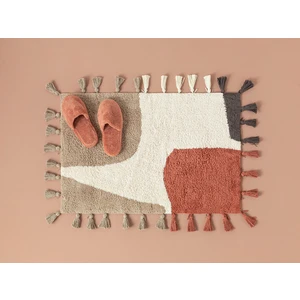English Home Square Pamuklu Banyo Paspası 60 x 90 cm Bej-Kiremit
