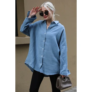 Mavi Muslin Kumaş Basic Kadın Gömlek MG1660