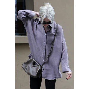 Füme Muslin Kumaş Basic Kadın Gömlek MG1660