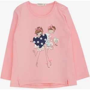 Kız Çocuk Uzun Kollu Tişört Pullu Kız Baskılı 2-6 Yaş, Pembe