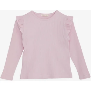 Kız Çocuk Uzun Kollu Bluz Fırfırlı 8-14 Yaş, Pembe