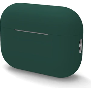 Apple Airpods Pro 2 Kılıf Mat Orj Kancalı Silikon + Ip SF20 Koyu Yeşil