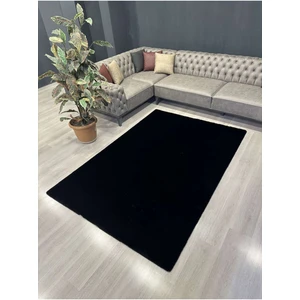 Allstar Carpet Modern Tavşan Tüyü Yumuşacık Tüy Dökmez Peluş Halı Siyah