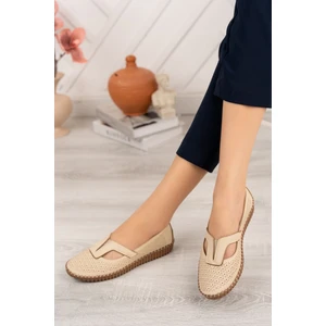 Ortapedik Pedli Pencereli Krem Kadın Ayakkabı