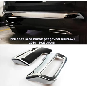 Peugeot 3008 Egzoz Çerçevesi Nikelajı 2016 - 2023 Arası Sağ-Sol 2 Parça 1. Kalite Abs Krom - Caraks