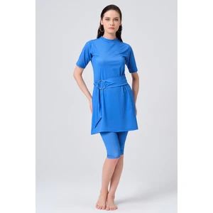 Gümüş Kemer Tokalı Yarım Kol Yarı Kapalı Mayo