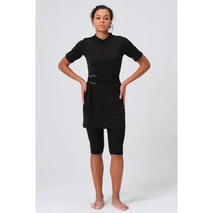 Gümüş Kemer Tokalı Yarım Kol Yarı Kapalı Mayo