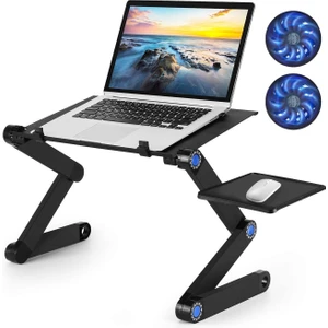 LD-024 Ayarlanabilir Katlanabilir Dizüstü Bilgisayar Masası Laptop Sehpası 2 Fanlı Geniş Versiyon 48 cm
