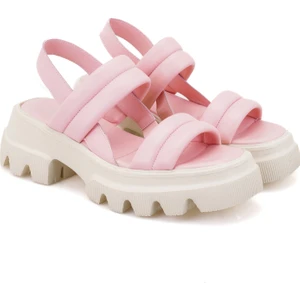 Laird Pudra Kadın Puffer Deri Sandalet