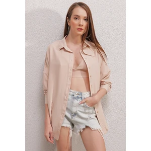 20153 Oversize Gömlek - Bej