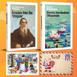 Dünya Klasikleri Ikili Set - Insan Ne ile Yaşar - Beyaz Zambaklar Ülkesinde ve Kartpostal