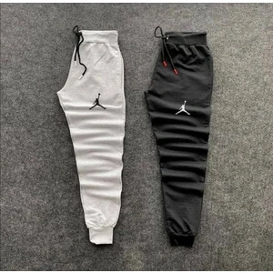 New Cabin Unisex Gri-Siyah Jordan Dar Kesim Slim Fit Eşofman Altı 2'li