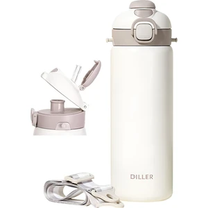 Dıller 700ML Tek Kapak Çift Kullanım Pipetli/pipetsiz Askılı Çelik Su Matarası  6 Saat Sıcak/soğuk