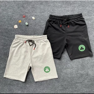 New Cabin Unisex Slim Fit 2’li Siyah Gri Baskılı Yazlık Şort