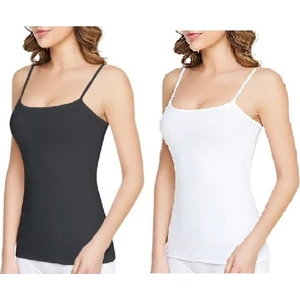 0135 6'lı Paket Ribana Ip Askılı Kadın Atlet (3 Beyaz 3 Siyah)