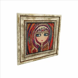 Anadolu Kadını Çizimi Baskılı Doğaltaş Tablo (25CMX25CM )(KRT-113)