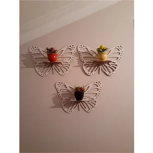 Dekoratif Kelebek Duvar Rafı 3'lü Set