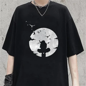 Touz Moda Itachi Shadow Baskılı Siyah Oversize T-Shirt