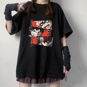 Touz Moda My Hero Academia Collage Baskılı Siyah Oversize T-Shirt
