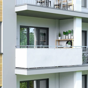 Tentecim Pergola Gölgelendirme 5 Metre x 65 Cm Beyaz Renk Balkon Demiri Brandası Gölgelik Çadırı Su Geçirmez (Bağlama Aparatı ile)