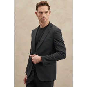 ALTINYILDIZ CLASSICS Erkek Antrasit Slim Fit Dar Kesim Mono Yaka Diyagonal Desenli Takım Elbise