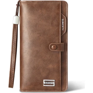 Sunicety Erkekler Uzun Cüzdan Rfid Engelleme Kart Depolama Koruması Para Nakit Para Taşıma Çanta Cep Telefonu Debriyaj Çanta (Yurt Dışından)