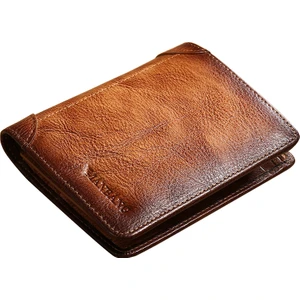 Manbang 00877  Deri Üç Katlı Cüzdan Klasik Stil Rfıd Engelleme Kart Kesesi Billfold Para Nakit Çanta (Yurt Dışından)