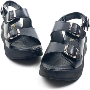 Kadın Dimma Siyah Konfor Ortopedik Taban Tokalı Sandalet