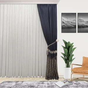 Yeni Model Gümüş Çizgili Kırışmayan Etekleri Kurşunlu Pilesiz Son Moda Tül Perde
