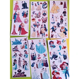 EyER Shoping Disney Prensesleri Pamuk Prenses Sindirella Jasmine Aurora Deniz Kızı Etiket Sticker