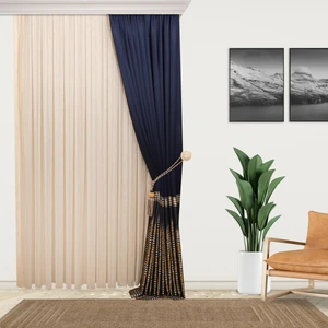 Yeni Model Altın Çizgili Kırışmayan Etekleri Kurşunlu 1-2,5 Pile Son Moda Tül Perde