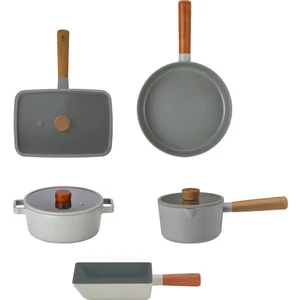Fika Gri Alüminyum Döküm Cam Kapaklı 8 Parça Tencere & Tava Seti 15T16S18D26T29T