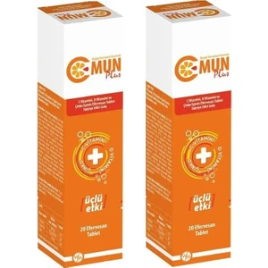 C-Mun Plus Plus C Vitamini D Vitamini ve Çinko 20 Efervesan Tablet 2 Adet