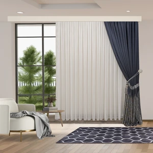 Yeni Model Kalın Çizgili Kırışmayan Etekleri Kurşunlu 1-2,5 Pile Son Moda Tül Perde