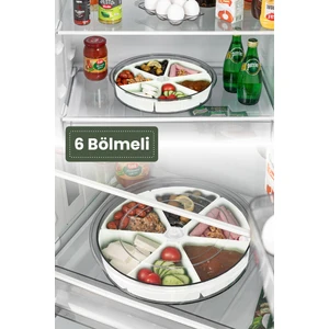 6 Üçgen Bölmeli Kapaklı Kahvaltılık Beyaz Bölmeli