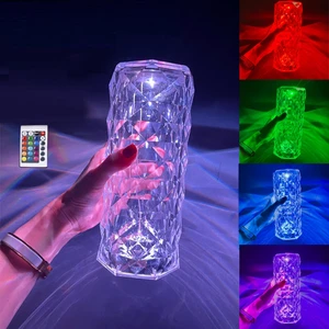 Big Rose Diamond Table Lamp USB Charging Rgb Multi Colors Totch Lamp Kumandalı Kristal Dev Masa Lambası Rgb