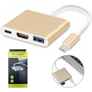 3in1 Type-C To Hdmı Hub Port Adaptör Pd USB 3.0 4K Hdmı Çıkışlı Uyumlu