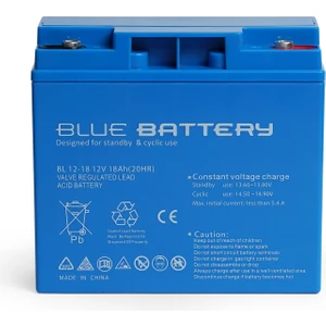 Blue Battery 12 Volt 18 Amper Bakımsız Kuru Akü , Ups Aküsü