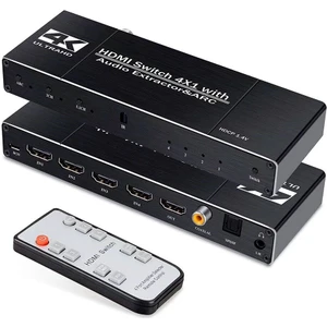 4K421A 4x1 HDMI 2.0 4K Ultra Hd 2160P Hdr Hdcp Arc Audio Extractor Ses Ayrıştırıcılı 4 Giriş 1 Çıkış Switch