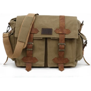 Old Cotton Cargo 7156 Salaş Suya Dayanıklı Omuz Okul Laptop Seyahat Çantası Mumlu Pamuk Kanvas Kumaş