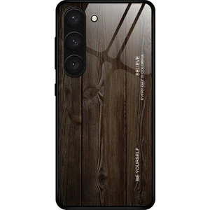 For Samsung Galaxy S23 Için 5g Temperli Cam Kabuk Telefon Kılıfı Ahşap Desen Tpu Çerçeve Koruyucu Kapak (Yurt Dışından)