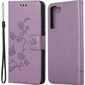 For Samsung Galaxy S23 Için Plus Kelebek Çiçeği Basılı Pu Deri Telefon Kılıfı Cüzdan Stand Tam Koruma Akıllı Telefon Kapağı (Yurt Dışından)