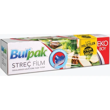 Burpak Sarı PE Streç Film 30 cm x 166 m 8mic (Kayar Bıçak