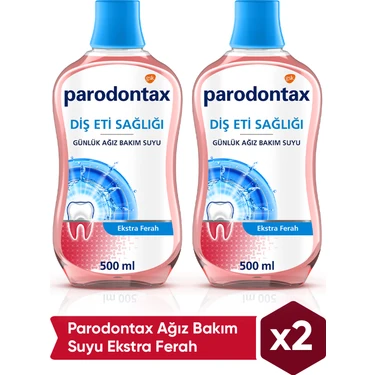 Parodontax Ağız Bakım Suyu 2×500 ml Mikrop Koruması Nane Ferahlığı ile Uzun Süre Ferah