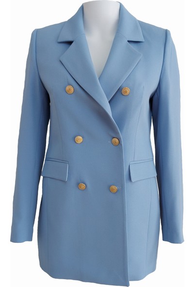 Gis Store Mavi Double Kumaş Blazer Ceket