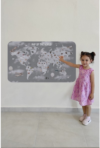 HSD Telekom Eğitici Dünya Haritası Dünya Atlası Çocuk ve Bebek Odası Duvar Sticker  3811XL - Hrt