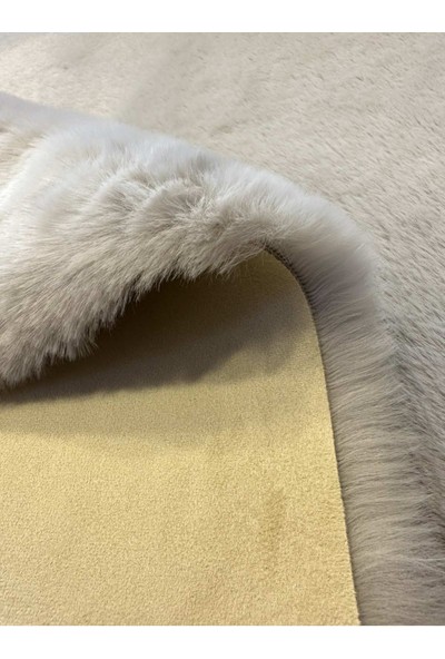Allstar Carpet Modern Tavşan Tüyü Yumuşacık Tüy Dökmez Peluş Halı Gri