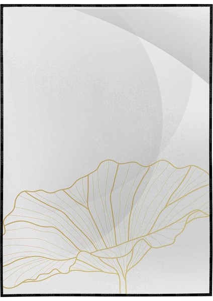 Lotus Çiçekleri Çizim Altın Gold Renkler Modern Poster P-000805