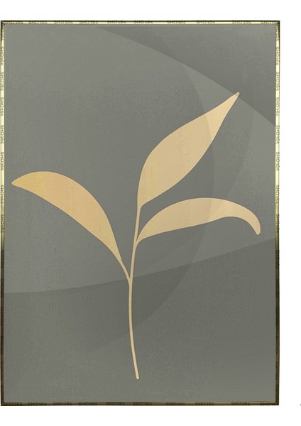Yapraklar Gri Kahverengi Renkler Illüstrasyon Modern Poster P-001573