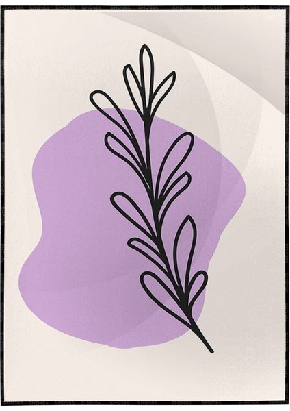 Yapraklar ve Şekiller Karışık Renkler Modern Illüstrasyon Poster P-003328